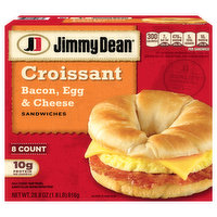 Jimmy Dean Sandwiches, Croissant, Bacon, Egg & Cheese - 8 Each 