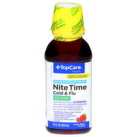 TopCare Cold & Flu, Nite Time, Maximum Strength Relief, Severe, Mixed Berry Flavor - 12 Fluid ounce 