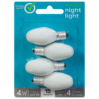 Simply Done Light Bulbs, Night Light, White Bulb, 4 Watts - 4 Each 