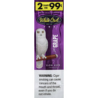 White Owl Cigarillos, Slow Burn, Grape - 2 Each 