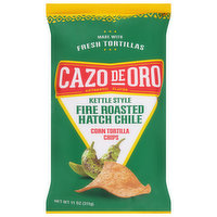 Cazo de Oro Corn Tortilla Chips, Fire Roasted Hatch Chile, Kettle Style - 11 Ounce 