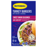 Butterball Turkey Burgers, Sweet Onion Seasoned - 6 Each 