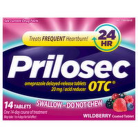 Prilosec OTC Acid Redcucer, Omeprazole, Delayed-Release, 20 mg, Tablets, Wildberry - 14 Each 