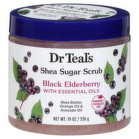 Dr Teal's Shea Sugar Scrub, Black Elderberry with Essential Oils - 19 Ounce 