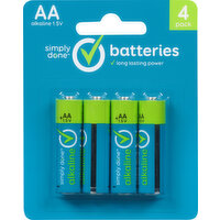 Simply Done Batteries, Alkaline, AA, 4 Pack