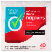 Simply Done Dinner Napkins, Soft & Extra Strong, 3-Ply - 40 Each 