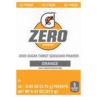 Gatorade Thirst Quencher Powder, Zero Sugar, Orange, 10-Pack