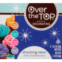 Over the Top Food Coloring Gels, Shocking Neon - 4 Each 