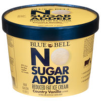 Blue Bell Ice Cream, Reduced Fat, No Sugar Added, Country Vanilla Flavored - 0.5 Gallon 