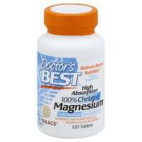 Doctor's Best Magnesium, High Absorption 100% Chelated, Tablets - 120 Each 