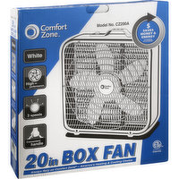 Comfort Zone Box Fan, White, 20 Inch - 1 Each 