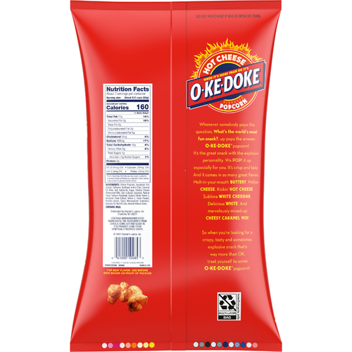 O-Ke-Doke Hot Stuff Cheese Flavored Popcorn - 7.5 Ounce Image 2 of 2