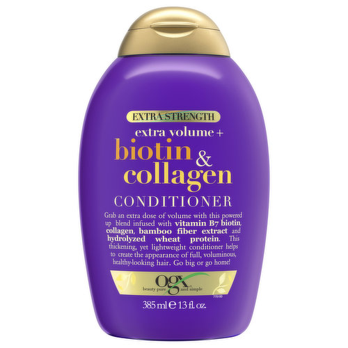 Ogx Conditioner, Extra Volume + Biotin & Collagen, Extra Strength