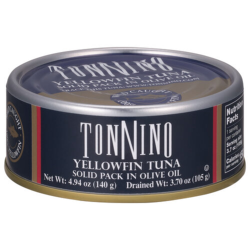 Tonnino Tuna, Yellowfin, Solid Pack in Olive Oil