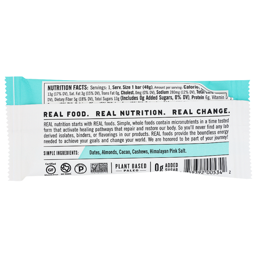 Thunderbird Real Food Bar Chocolate Almond Butter Sea Salt Nutrition - 1.7 Ounce
