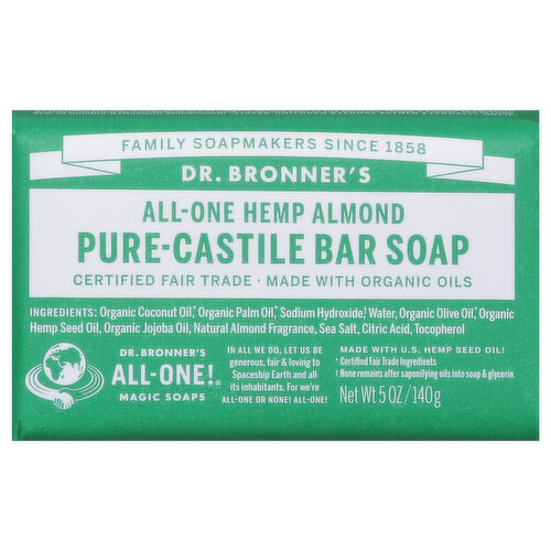 Dr. Bronner's Pure-Castile Bar Soap, All-One Hemp Almond