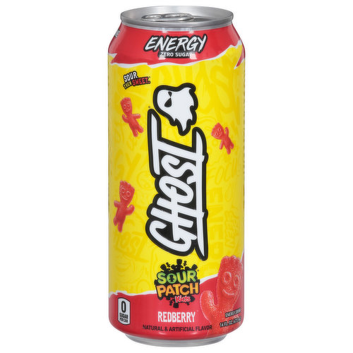 Ghost Energy Drink, Zero Sugar, Redberry, Sour Patch Kids