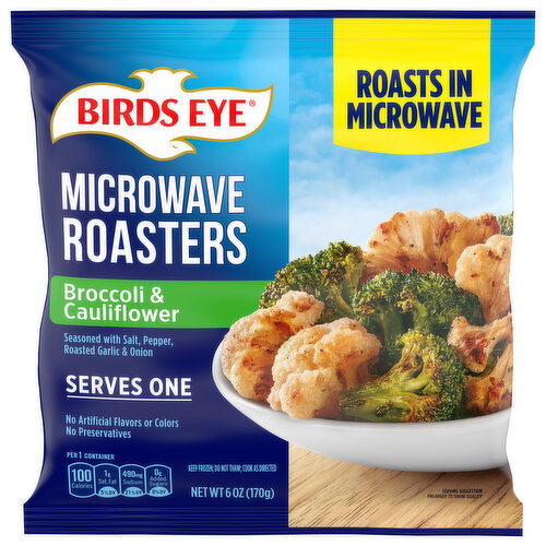 Roasts in microwave. Serves one. No preservatives. Cook as directed. Micro-roast. Roasts right in the bag.