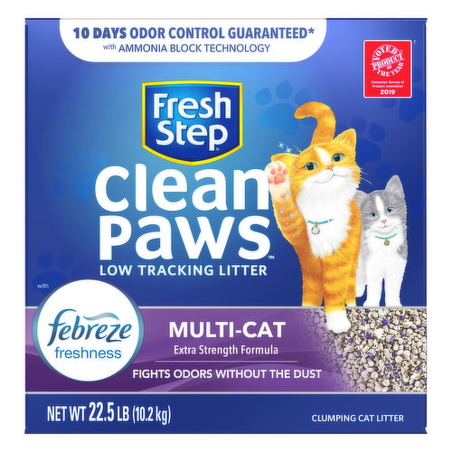 Fresh Step Clean Paws Unscented Clumping Cat Litter, 22.5 lbs 