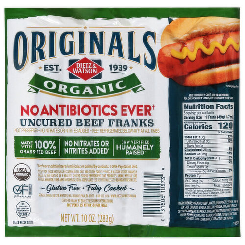 Dietz & Watson Organic Uncured Beef Franks