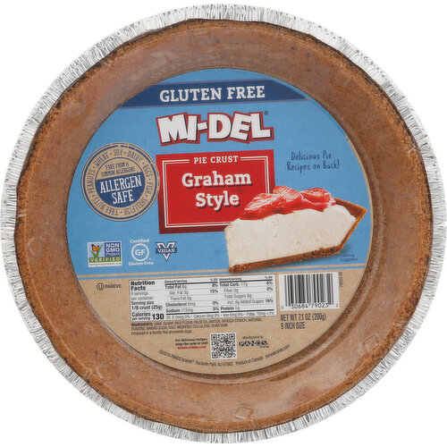 Mi-Del Pie Crust, Gluten Free, Graham Style, 9 Inch Size