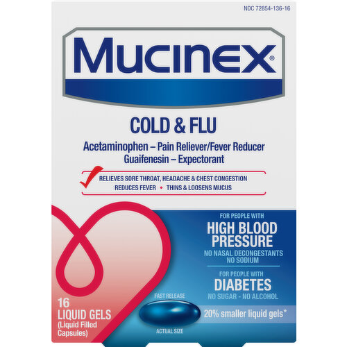 Mucinex Cold & Flu, Fast Release, Capsules