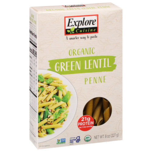 Explore Cuisine Penne, Organic, Green Lentil