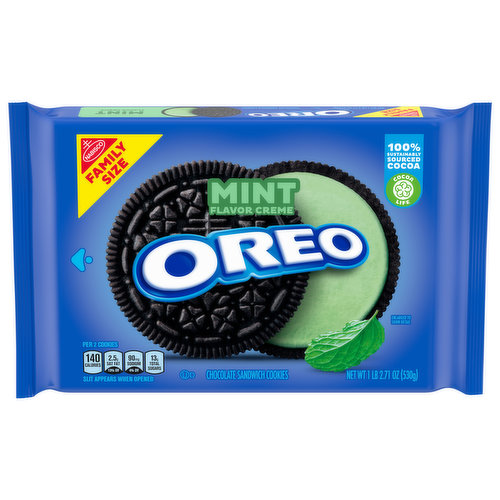 Oreo Chocolate Sandwich Cookies, Mint Flavor Creme, Family Size