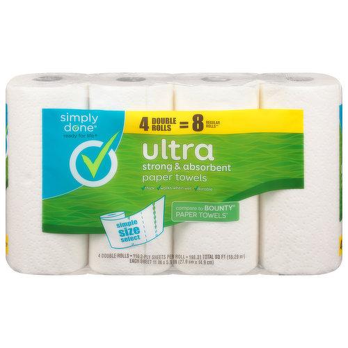 Simply Done Paper Towels, Double Rolls, Strong & Absorbent, Ultra, 2-Ply