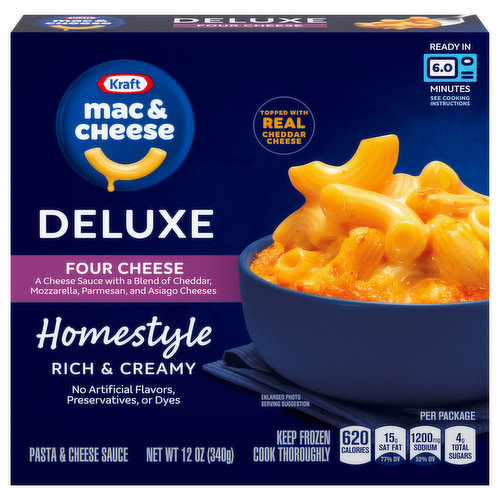 Kraft Deluxe Macaroni & Cheese Dinner, Four Cheese - 14 oz