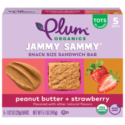 Plum Organics Jammy Sammy® Peanut Bttr + Strawbrry 5-Count Box/1.02oz Bars