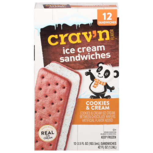Crav'n Flavor Ice Cream Sandwiches, Cookies & Cream