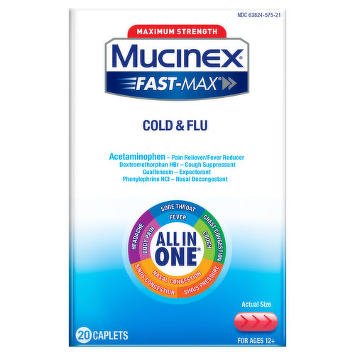 Mucinex Cold & Flu, Caplets, Ages 12+