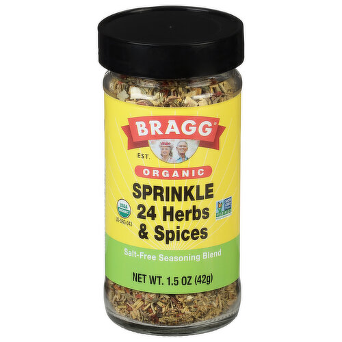 Bragg Salt-Free Seasoning Blend, Sprinkle, 24 Herbs & Spices, Organic