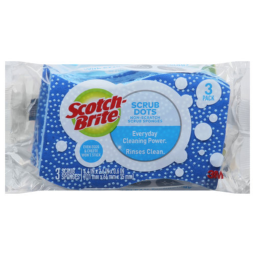 Scotch-Brite Scrub Sponges, Non-Scratch, Scrub Dots, 3 Pack