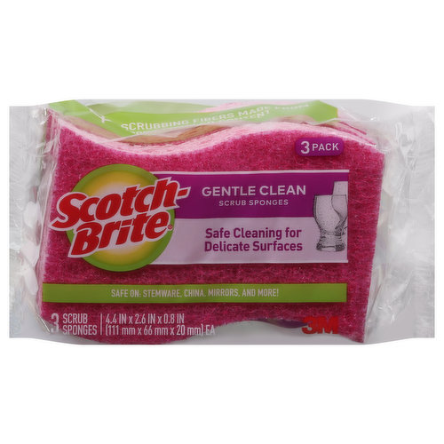 Scotch Brite Scrub Sponges, Delicate Care, 3 Pack