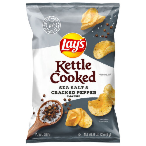 Lay's Potato Chips, Kettle Cooked, Sea Salt & Cracked Pepper Flavored