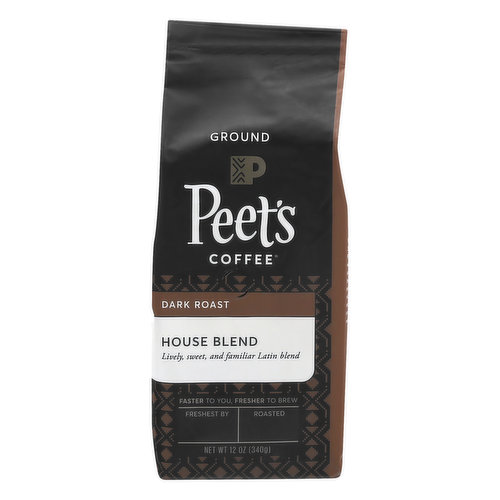 Peets Coffee Coffee, Ground, Dark Roast, House Blend