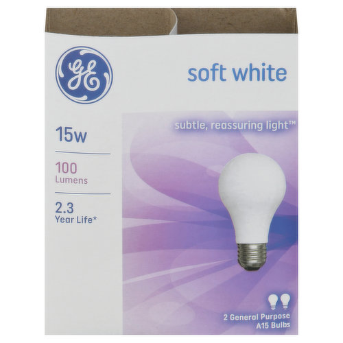 GE Light Bulbs, Soft White, 15 Watts