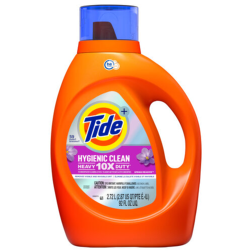 Tide + Detergent, Spring Meadow, Hygienic Clean, Heavy 10X Duty