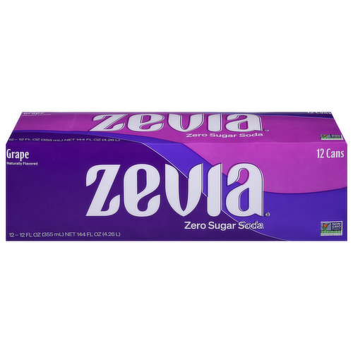 Zevia Soda, Zero Sugar, Grape