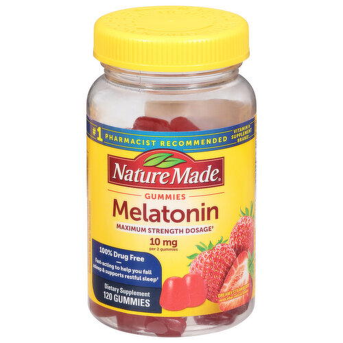 Nature Made Melatonin, Maximum Strength Dosage, 10 mg, Gummies, Dreamy Strawberry