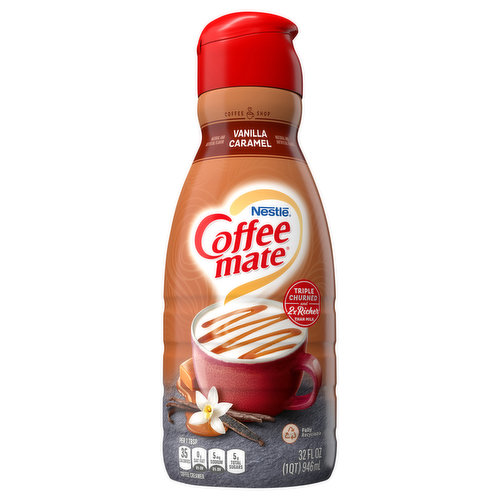 Coffee shop. Triple churned and 2x richer than milk. America's No.1 creamer (Based on total dollar sales by brand). Be your own Barista. Together, vanilla and buttery rich caramel flavor take your coffee to new level of delicious. Non dairy.