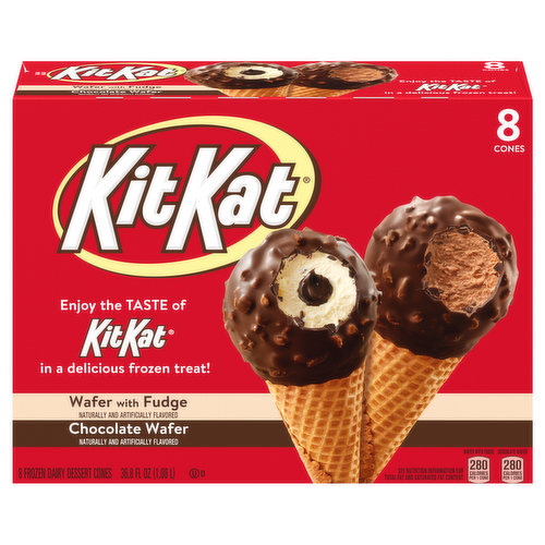 Kit Kat Frozen Dairy Dessert Cones, Wafer with Fudge/Chocolate Wafer