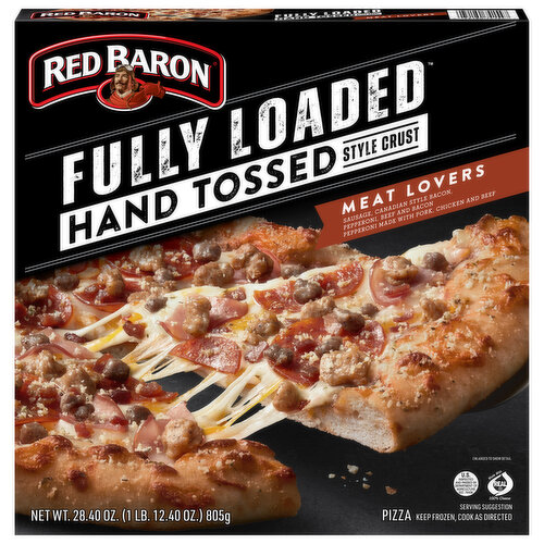 Red Baron Pizza, Hand Tossed Style Crust, Meat Lovers