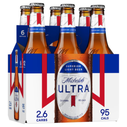 Michelob Ultra Beer, Superior Light, 12 Pack - 12 pack, 16 fl oz bottles