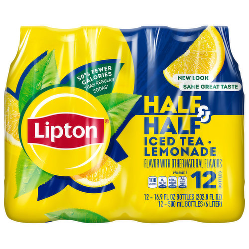 Lipton Iced Tea And Lemonade Half & Half, 16.9 Fl Oz, 12 Count, Size: 202.8 fl oz