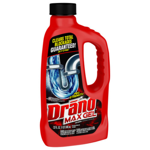 Drano Clog Remover, Max Gel, Pro Strength - 32 fl oz