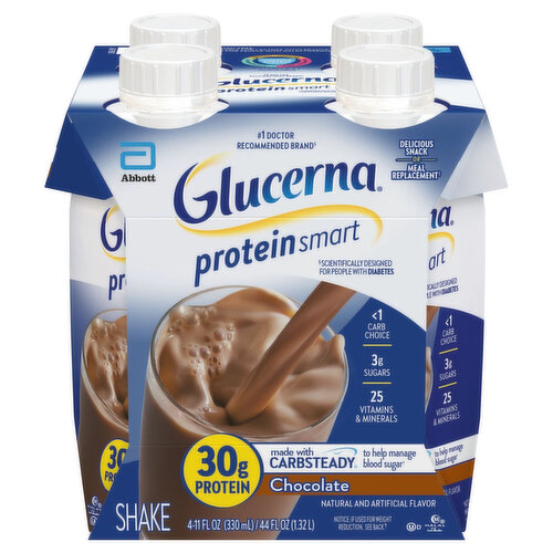 Glucerna Shake, ProteinSmart, Chocolate, 4 Pack
