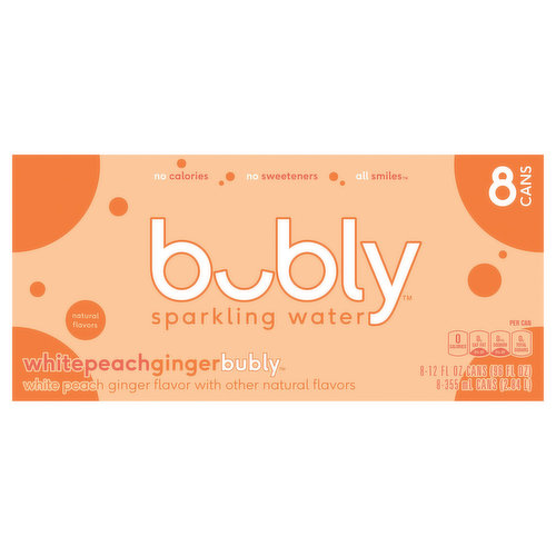 Bubly Sparkling Water, White Peach Ginger